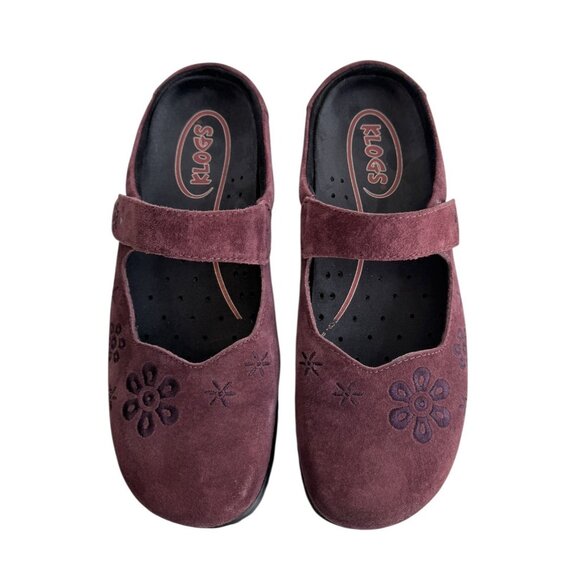 Klogs Footwear Mary Jane Mules Shoes 9 M Purple Suede Quinn Hook & Loop Slip On - Picture 2 of 13